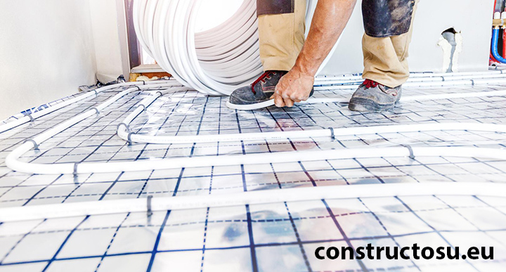 Partea de manopera înainte de turnarea șapei peste sistemul de încălzire în pardoseală