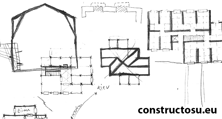 Schițe personale cu planuri de case și alte construcții