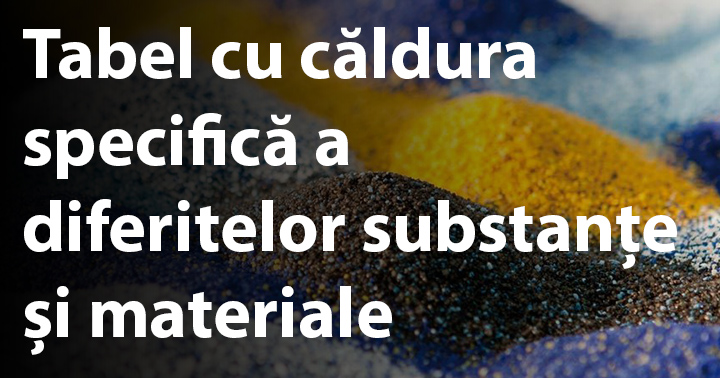 Tabel cu căldura specifică a diferitelor substanțe și materiale