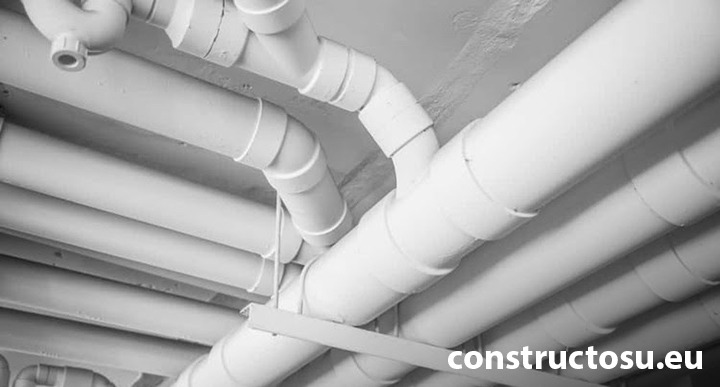 Cot canalizare PVC, rețea amplasată pe tavanul demisolului