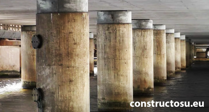 Stâlpi de beton sub pod